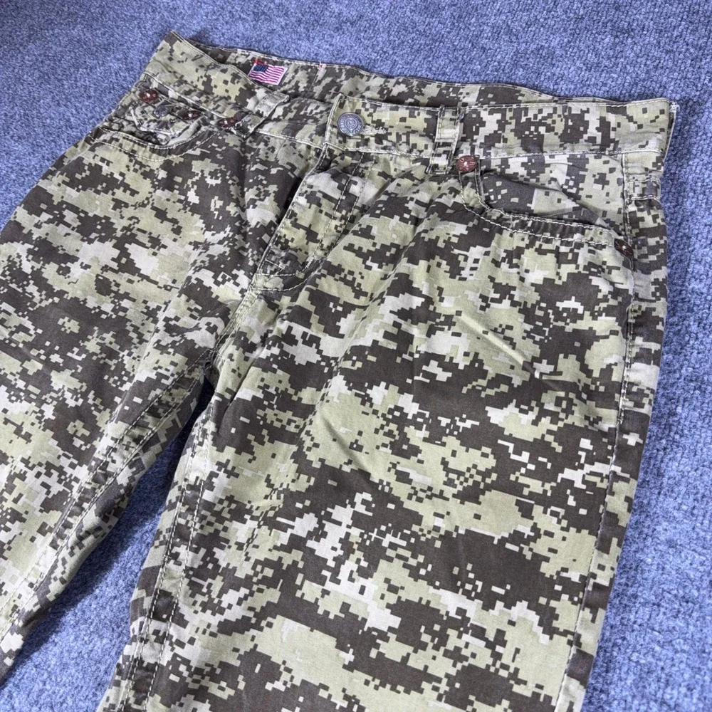 True Religion Joey Super T Mens 38 Digital Camo Flare Jeans Made in USA Rare